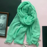شال سبز ساده پلیسه نخی