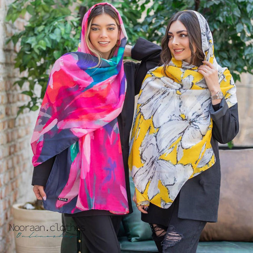 شال صورتی، سورمه ای - نخی بهاره