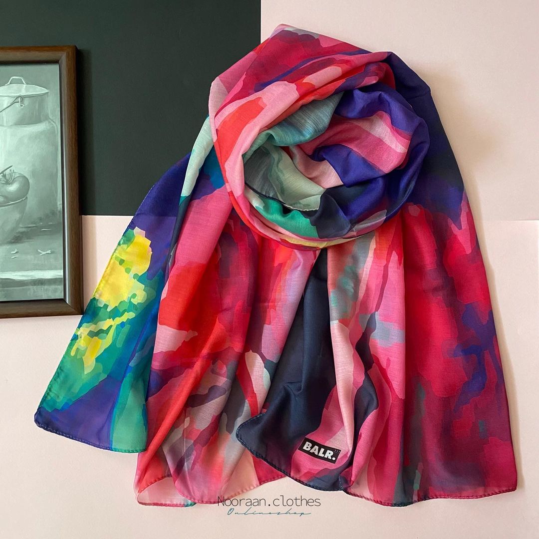شال صورتی، سورمه ای - نخی بهاره