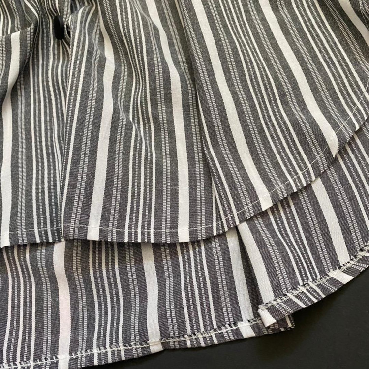 مانتو نخی دکمه دار - طوسی - راه راه