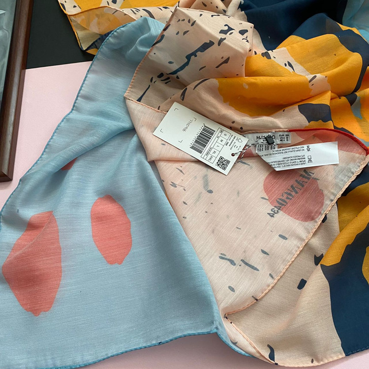 شال نخی طرحدار زرد و صورتی