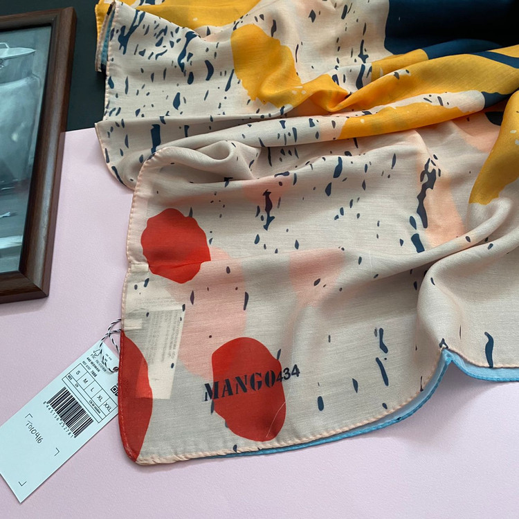 شال نخی طرحدار زرد و صورتی