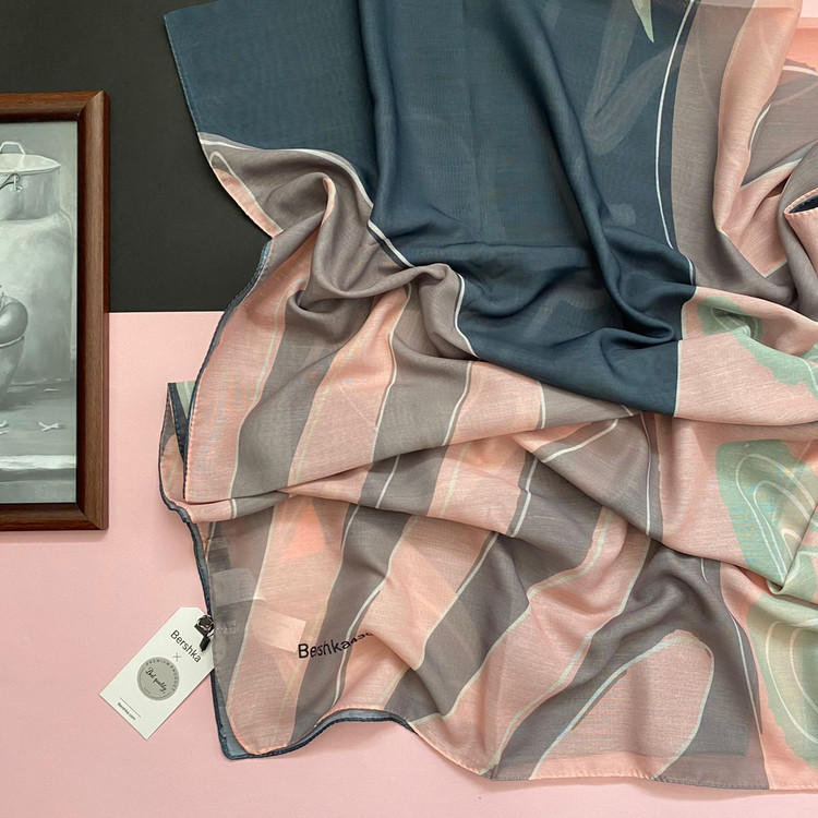 شال نخی صورتی و سبز