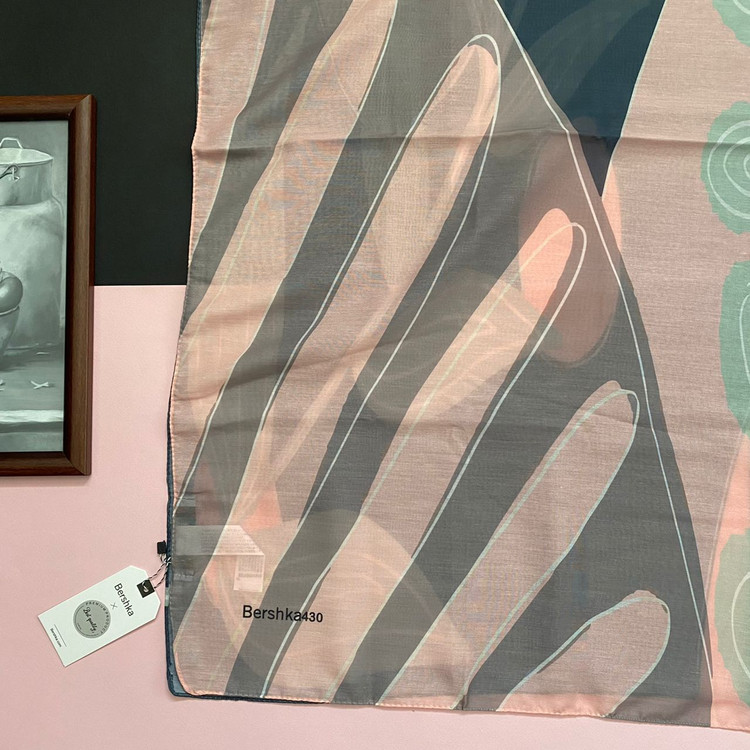 شال نخی صورتی و سبز