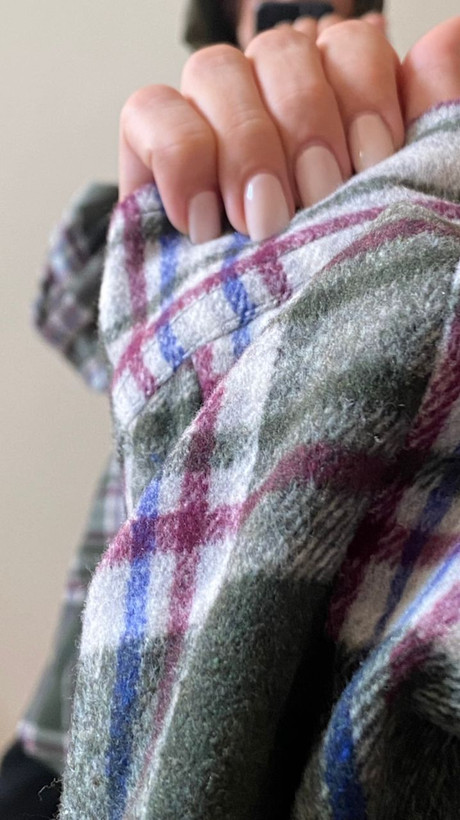 مانتو پشمی چهارخونه سبز