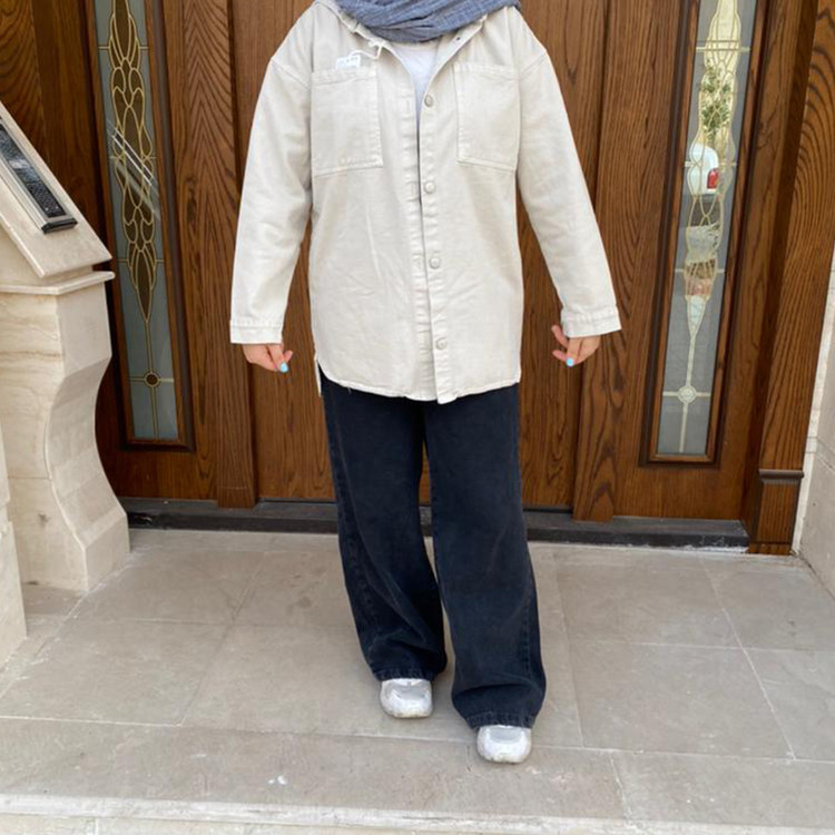 مانتو کتان استخوانی پاییزه کلاه دار