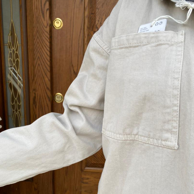 مانتو کتان استخوانی پاییزه کلاه دار