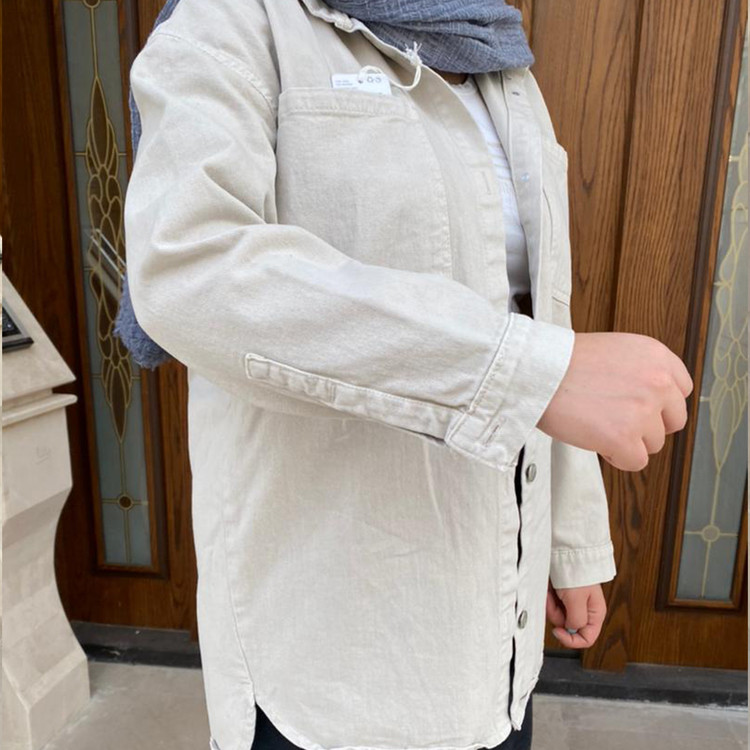 مانتو کتان استخوانی پاییزه کلاه دار