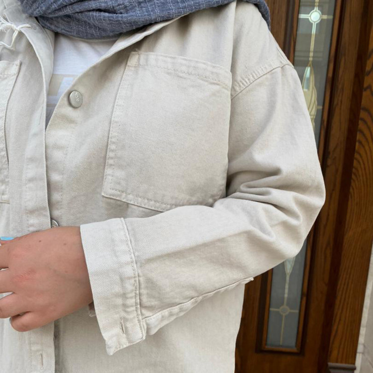 مانتو کتان استخوانی پاییزه کلاه دار