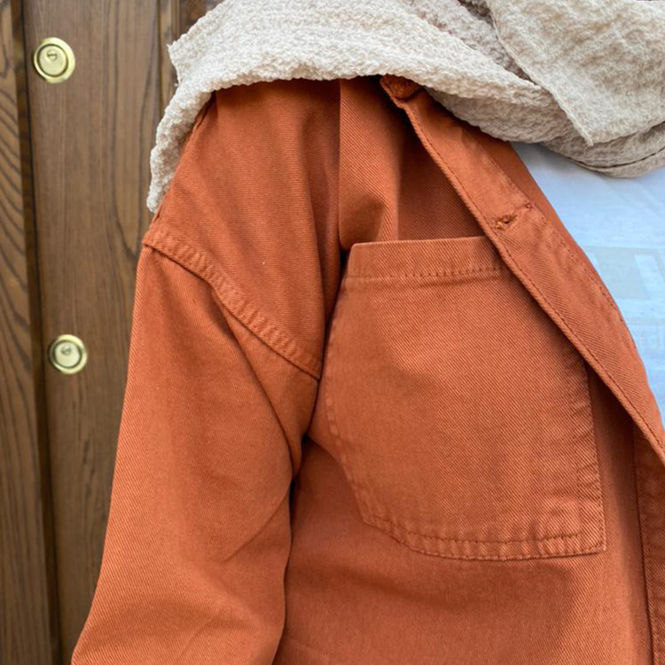 مانتو کتان پاییزه آجری کلاه دار