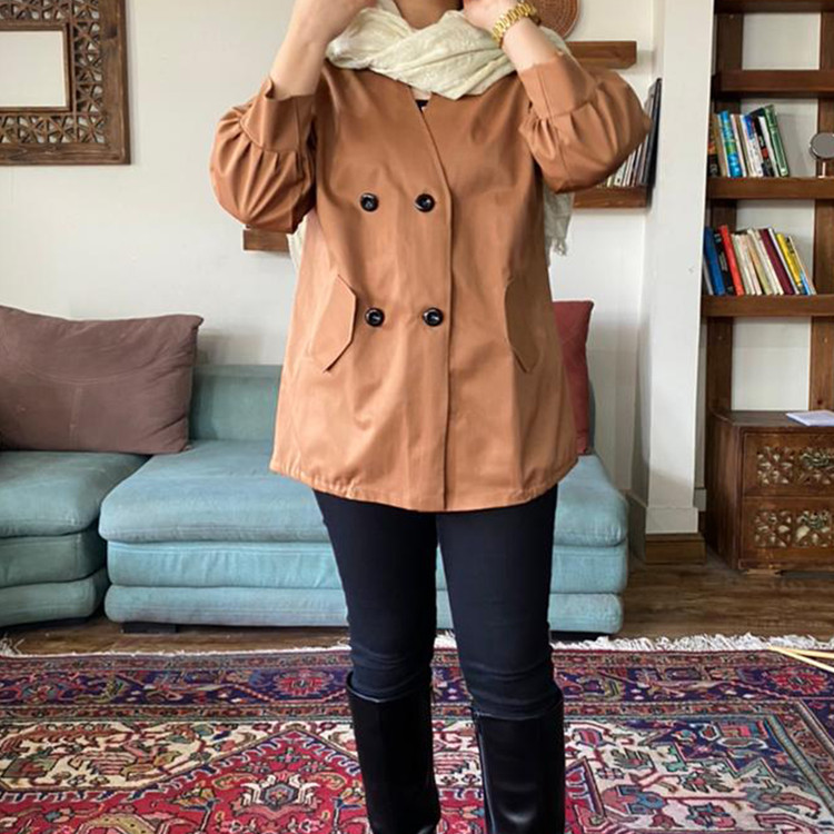 بارانی شکلاتی دکمه دار - کتان تی سی