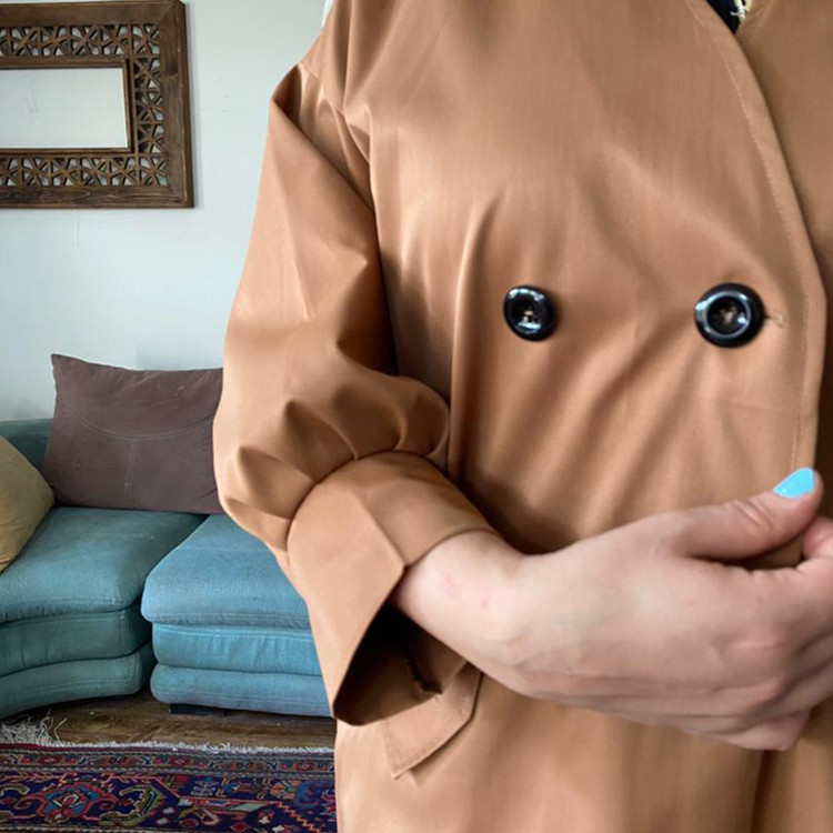 بارانی شکلاتی دکمه دار - کتان تی سی