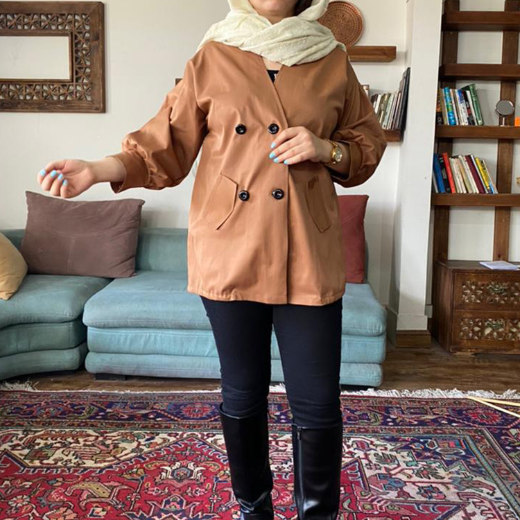 بارانی شکلاتی دکمه دار - کتان تی سی