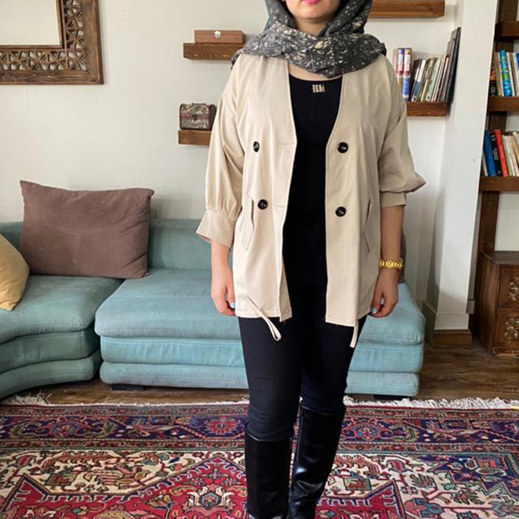 بارانی کرمی دکمه دار - کتان تی سی