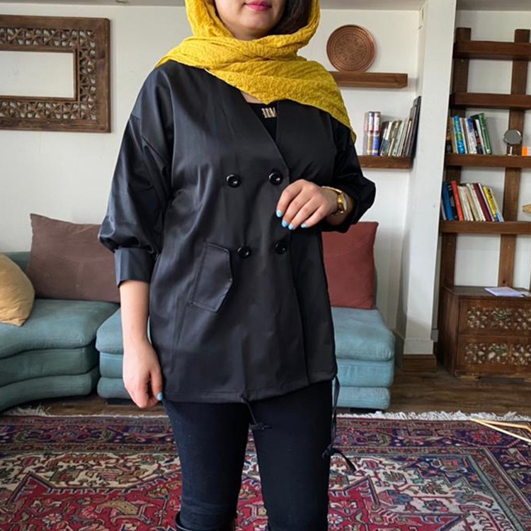 بارانی مشکی دکمه دار - کتان تی سی