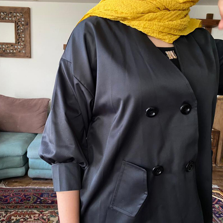 بارانی مشکی دکمه دار - کتان تی سی