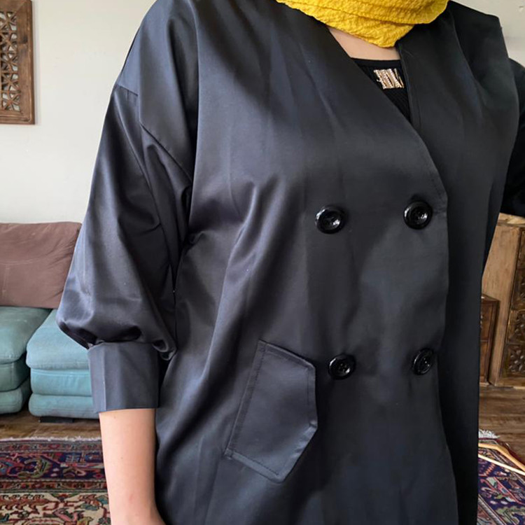 بارانی مشکی دکمه دار - کتان تی سی