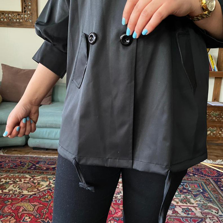 بارانی مشکی دکمه دار - کتان تی سی