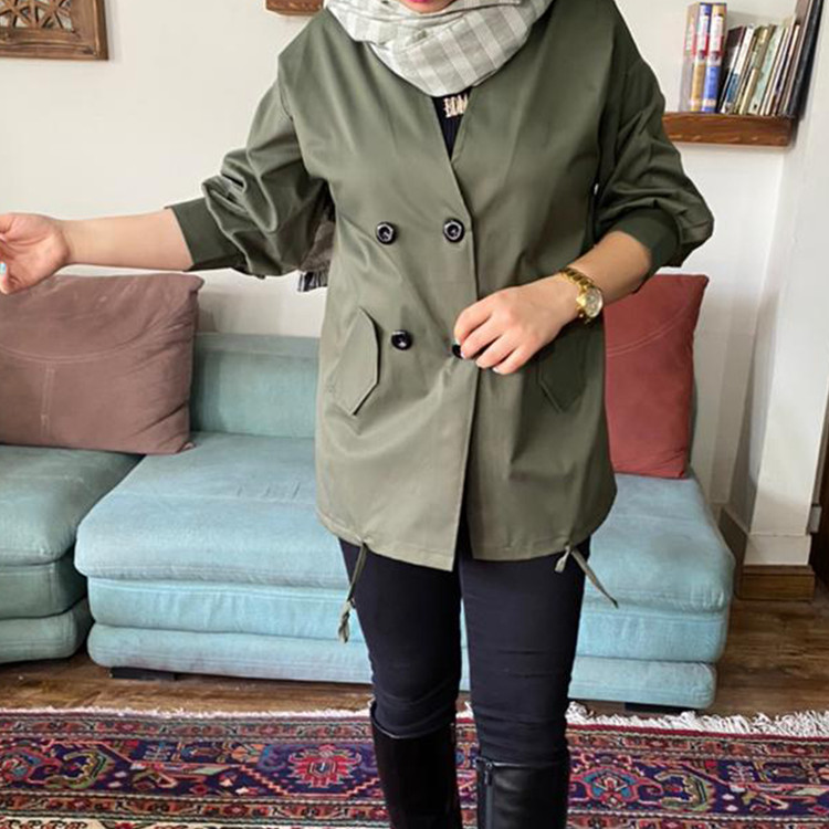 بارانی سبز دکمه دار - کتان تی سی