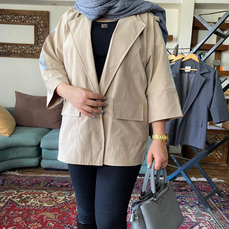 بارانی کرمی کتان TC