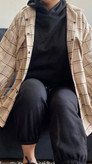 مانتو پشمی چهارخونه کرمی