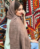 شال خاکی کتان وارداتی
