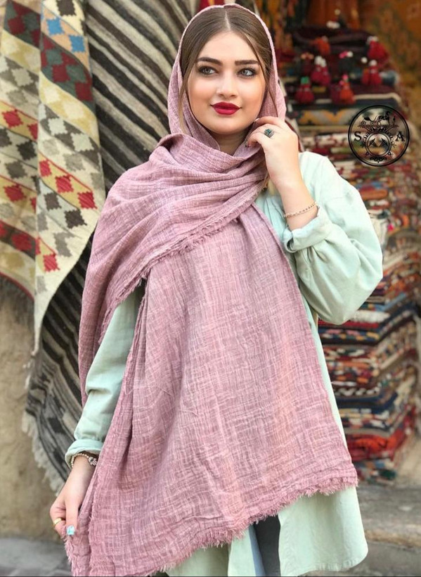 شال صورتی کتان وارداتی