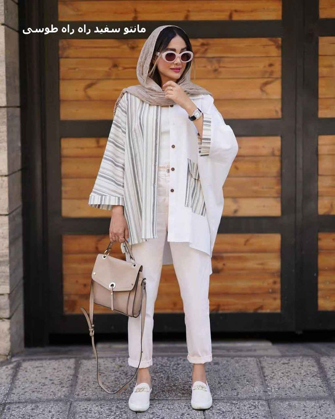 مانتو سفید بهاره