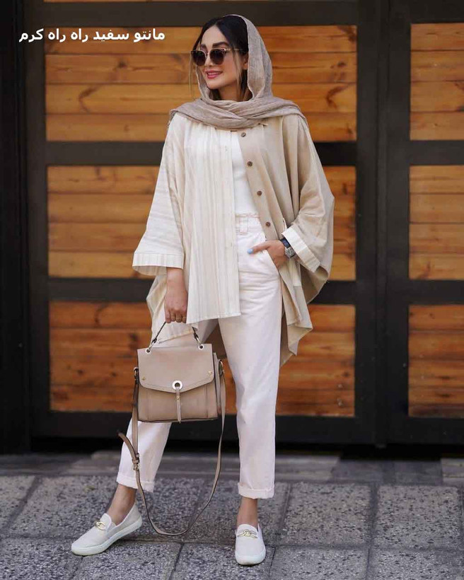 مانتو سفید بهاره