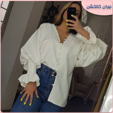 شومیز مجلسی سفید مازراتی