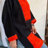 مانتو ابروبادی مشکی خرجکار نارنجی سنتی