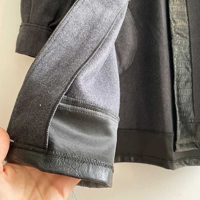 پالتو فوتر زنانه طوسی تیره خرج کار چرم