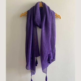 شال ساده پلیسه نخی بنفش