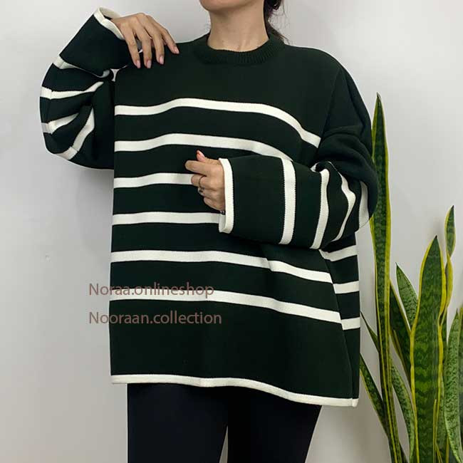 بافت راه راه سبز نخ ترک