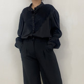 شومیز ساتن مشکی خرجکار مشکی