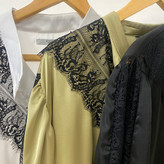 شومیز ساتن مشکی خرجکار مشکی