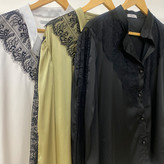 شومیز ساتن مشکی خرجکار مشکی