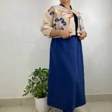 کراپ شیری آبی مخمل و دامن فوتر