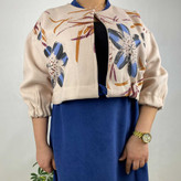 کراپ شیری آبی مخمل و دامن فوتر