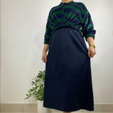 کراپ سبز آبی مخمل و دامن چهارخونه فوتر