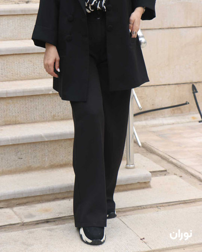 شلوار بگ مشکی کمرکش - مازراتی سایز 40