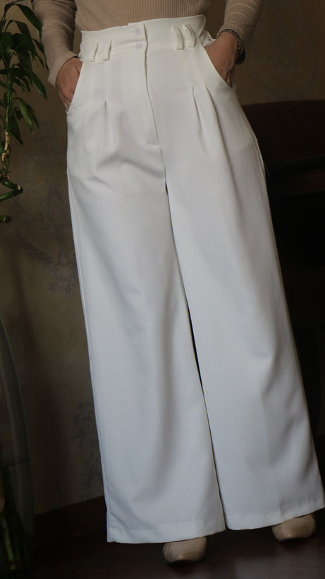 شلوار بگ سفید کمرکش - مازراتی سایز 44
