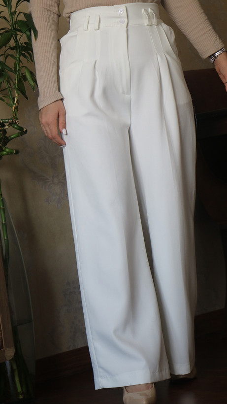 شلوار بگ سفید کمرکش - مازراتی سایز 44
