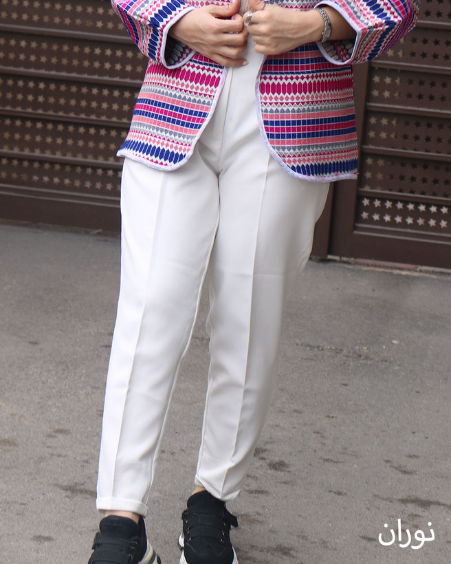 شلوار سفید دمپا پاکتی مازراتی سایز 36