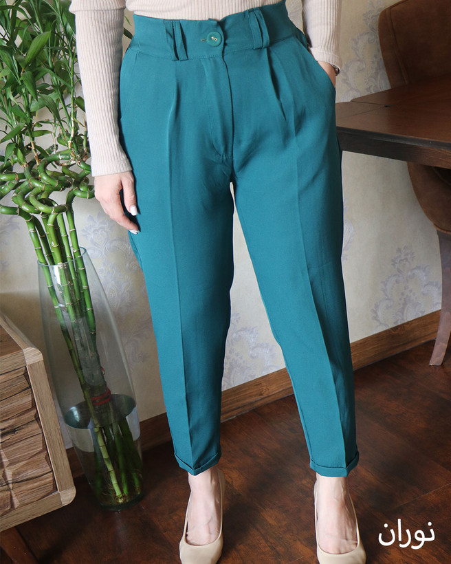 شلوار سبزآبی دمپا پاکتی مازراتی سایز 38
