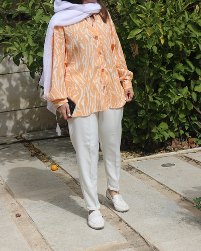 شلوار سفید دمپا پاکتی مازراتی سایز 42