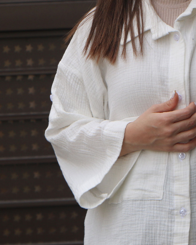 مانتو سفید کوتاه اسپرت دبل فیس