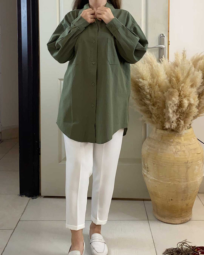 مانتو سبز یشمی لینن