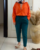 مانتو نارنجی لینن