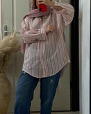 مانتو لینن راه راه صورتی و کرم